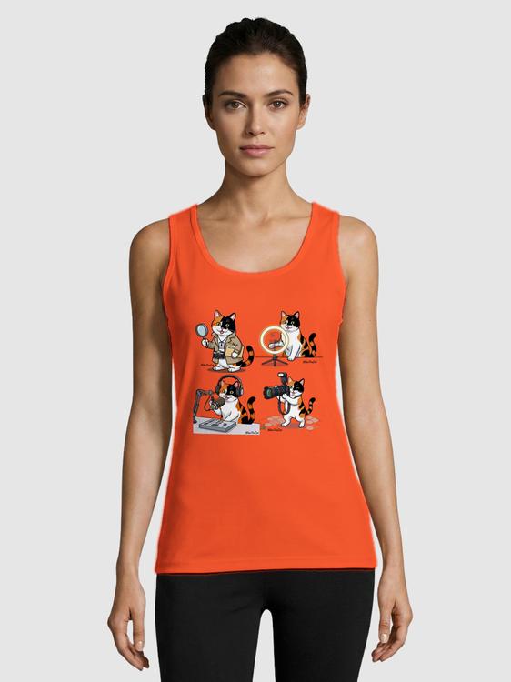 Orange tank top with Nika design