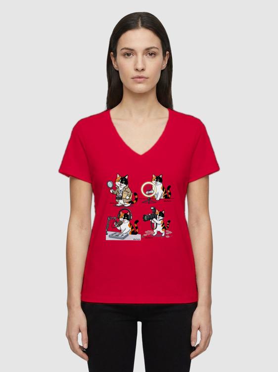 Red v-neck with Nika design
